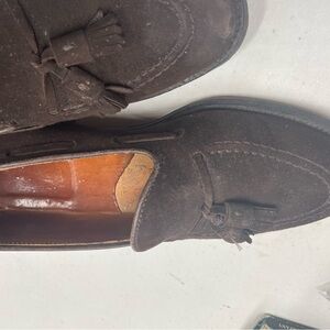 Brown suede tassel loafer by Alden shoes.